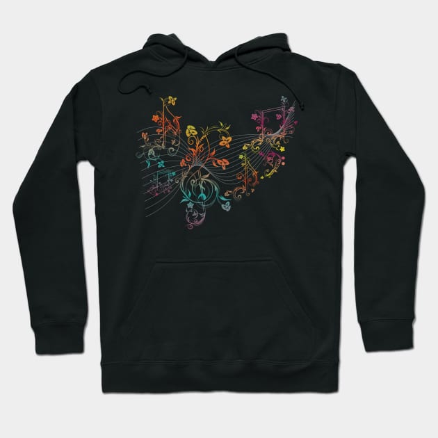 Floral Music Notes Hoodie by AnnArtshock